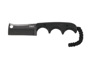 2.13" cleaver point fixed blade knife from CRKT with black steel blade and G10 grips.